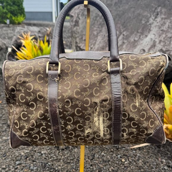 Vintage PROJECT BAG Celine Macadam Horse Carriage Duffel Bag Brown - Picture 3 of 15